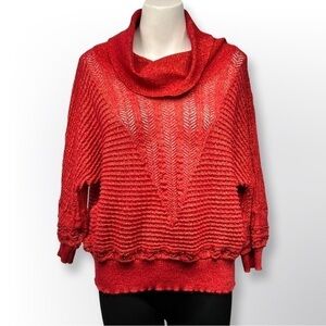Cathy Daniels Rib Knit Holiday Sweater Red and Gold
